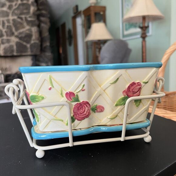 Temp-Tations Presentable Ovenware By Tara Roses 1Qt Loaf Pan Cover Trivet & Rack - Picture 9 of 9